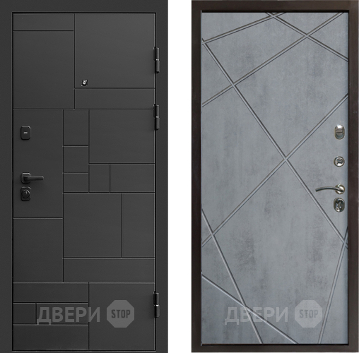 Входная металлическая Дверь Престиж Kvadro Лучи Бетон темный в Егорьевске