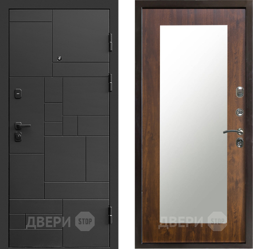 Входная металлическая Дверь Престиж Kvadro Зеркло Пастораль Дуб в Егорьевске