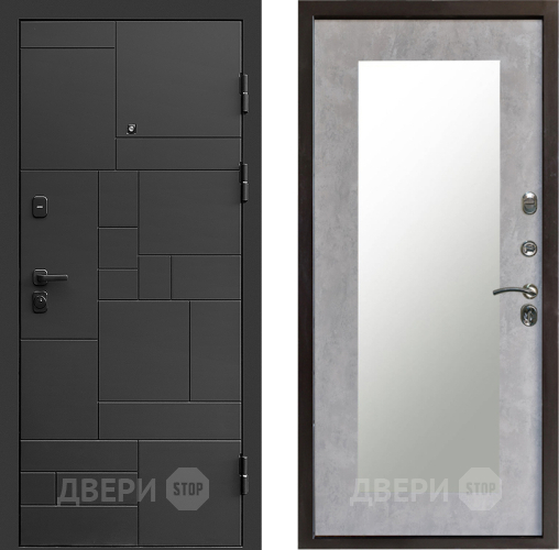 Входная металлическая Дверь Престиж Kvadro Зеркло Пастораль Бетон светлый в Егорьевске