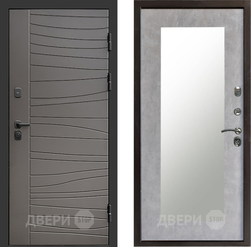 Входная металлическая Дверь Престиж Siciliya Зеркло Пастораль Бетон светлый в Егорьевске