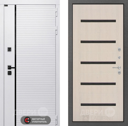 Входная металлическая Дверь Лабиринт (LABIRINT) Royal 01 Беленый дуб в Егорьевске