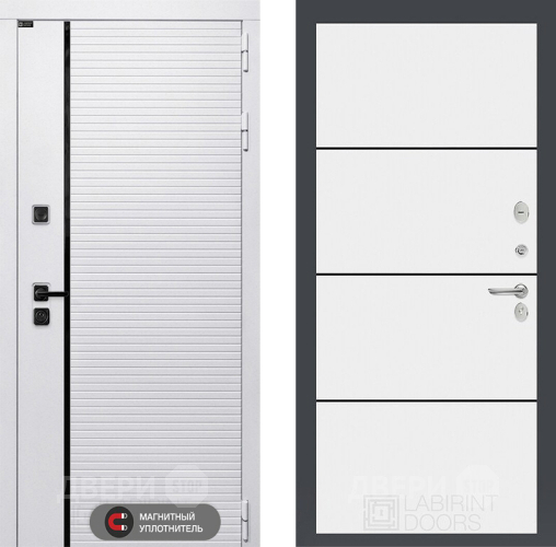 Входная металлическая Дверь Лабиринт (LABIRINT) Royal 25 Белый софт в Егорьевске