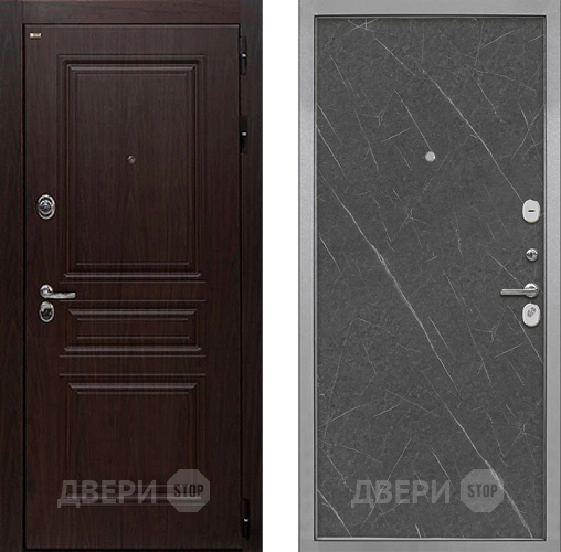 Входная металлическая Дверь Интекрон (INTECRON) Брайтон Тиковое Дерево Гладкая Гранит лава оникс в Егорьевске