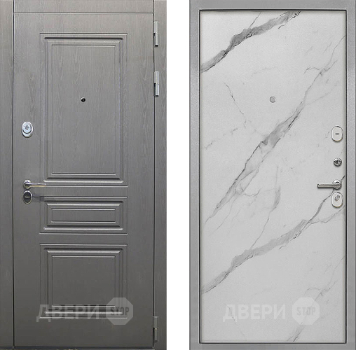 Входная металлическая Дверь Интекрон (INTECRON) Брайтон Графит Гладкая Мрамор натуральный арктик в Егорьевске
