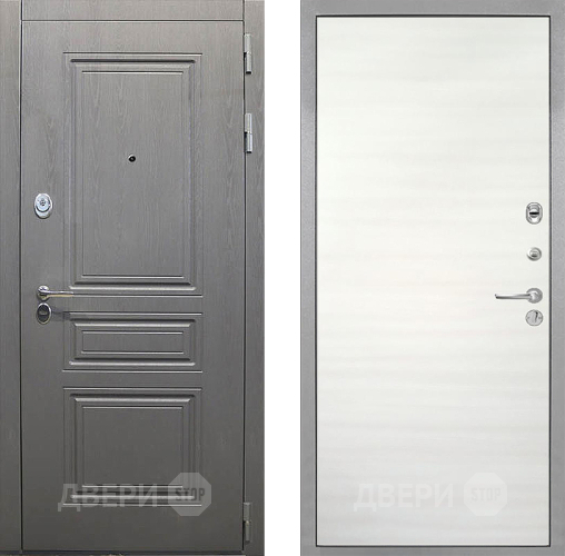 Входная металлическая Дверь Интекрон (INTECRON) Брайтон Графит Гладкая Дуб сильвер поперечный в Егорьевске