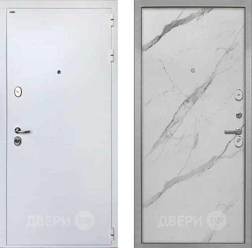 Входная металлическая Дверь Интекрон (INTECRON) Колизей White Гладкая Мрамор натуральный арктик в Егорьевске
