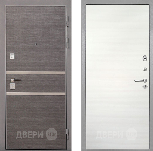 Входная металлическая Дверь Интекрон (INTECRON) Неаполь Гладкая Дуб сильвер поперечный в Егорьевске