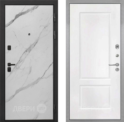 Входная металлическая Дверь Интекрон (INTECRON) Профит Black Мрамор Арктик КВ-2 Белый матовый в Егорьевске