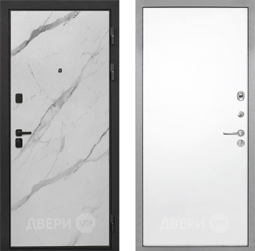 Входная металлическая Дверь Интекрон (INTECRON) Профит Black Мрамор Арктик Гладкая Силк Сноу в Егорьевске