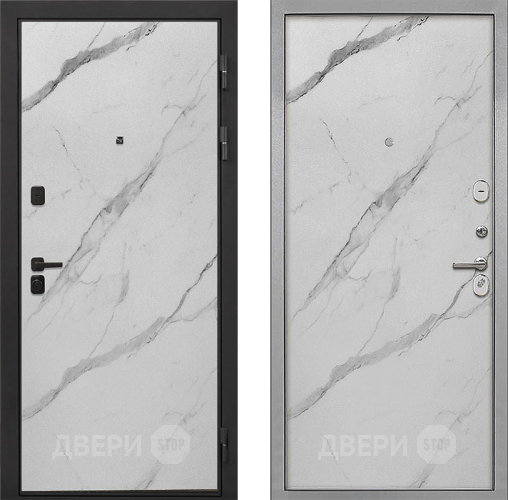Входная металлическая Дверь Интекрон (INTECRON) Профит Black Мрамор Арктик Гладкая Мрамор натуральный арктик в Егорьевске
