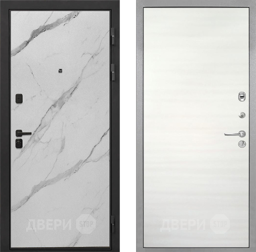 Входная металлическая Дверь Интекрон (INTECRON) Профит Black Мрамор Арктик Гладкая Дуб сильвер поперечный в Егорьевске