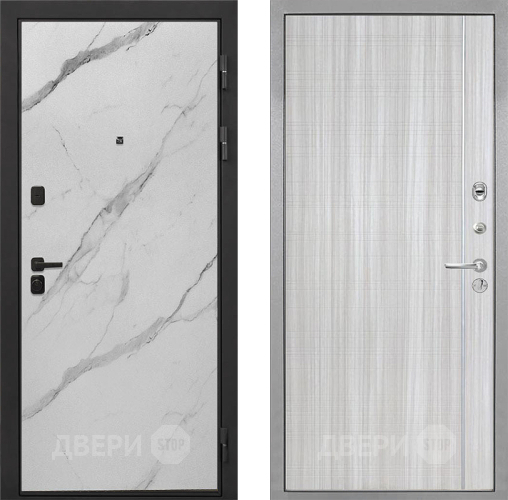 Входная металлическая Дверь Интекрон (INTECRON) Профит Black Мрамор Арктик В-07 с молдингом Сандал белый в Егорьевске