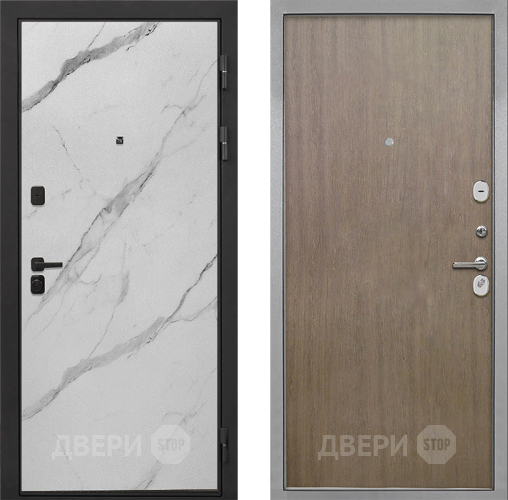 Входная металлическая Дверь Интекрон (INTECRON) Профит Black Мрамор Арктик Гладкая шпон Венге коричневый в Егорьевске