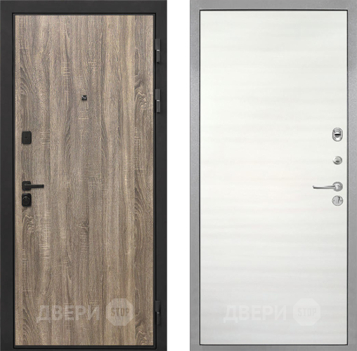 Входная металлическая Дверь Интекрон (INTECRON) Профит Black Дуб Турин Гладкая Дуб сильвер поперечный в Егорьевске