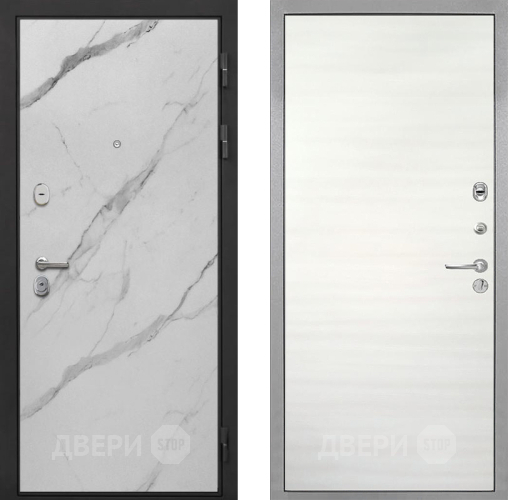 Входная металлическая Дверь Интекрон (INTECRON) Гектор Мрамор Арктик Гладкая Дуб сильвер поперечный в Егорьевске