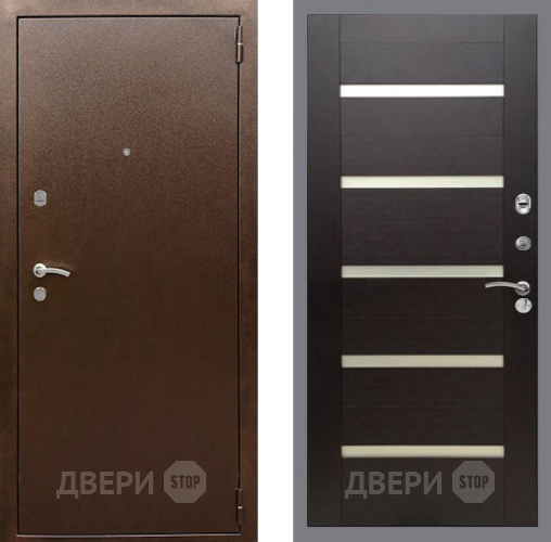 Входная металлическая Дверь Рекс (REX) 1А Медный Антик СБ-14 стекло белое венге поперечный в Егорьевске