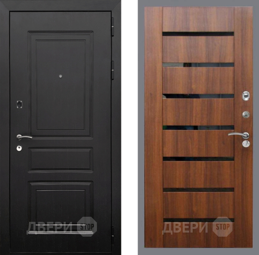 Входная металлическая Дверь Рекс (REX) 6 Венге СБ-14 стекло черное Орех бренди в Егорьевске