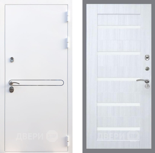 Входная металлическая Дверь Рекс (REX) 27 СБ-14 стекло белое Сандал белый в Егорьевске