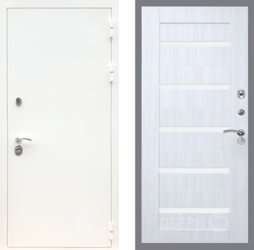 Входная металлическая Дверь Рекс (REX) 5 Белая Шагрень СБ-14 стекло белое Сандал белый в Егорьевске