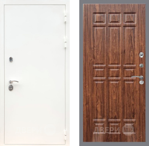 Входная металлическая Дверь Рекс (REX) 5 Белая Шагрень FL-33 орех тисненый в Егорьевске