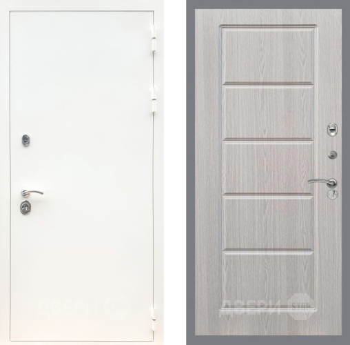 Входная металлическая Дверь Рекс (REX) 5 Белая Шагрень FL-39 Беленый дуб в Егорьевске