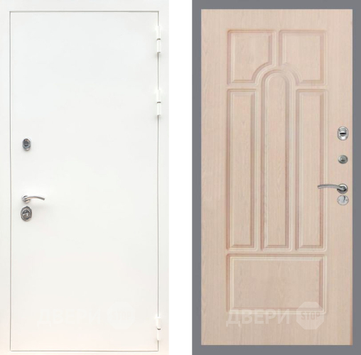 Входная металлическая Дверь Рекс (REX) 5 Белая Шагрень FL-58 Беленый дуб в Егорьевске