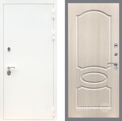 Входная металлическая Дверь Рекс (REX) 5 Белая Шагрень FL-128 Беленый дуб в Егорьевске