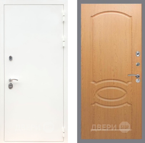 Входная металлическая Дверь Рекс (REX) 5 Белая Шагрень FL-128 Дуб в Егорьевске