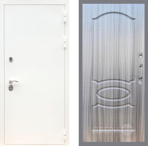 Входная металлическая Дверь Рекс (REX) 5 Белая Шагрень FL-128 Сандал грей в Егорьевске