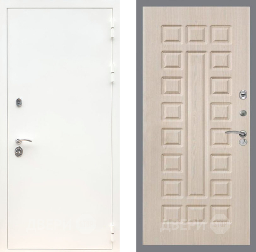 Входная металлическая Дверь Рекс (REX) 5 Белая Шагрень FL-183 Беленый дуб в Егорьевске