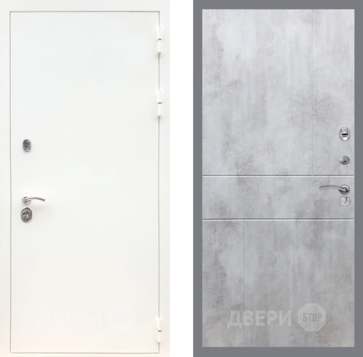 Входная металлическая Дверь Рекс (REX) 5 Белая Шагрень FL-290 Бетон светлый в Егорьевске