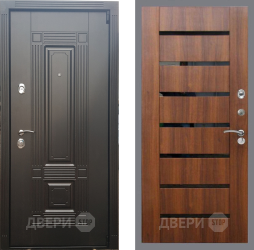 Входная металлическая Дверь Рекс (REX) 9 СБ-14 стекло черное Орех бренди в Егорьевске