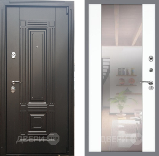 Входная металлическая Дверь Рекс (REX) 9 СБ-16 Зеркало Силк Сноу в Егорьевске