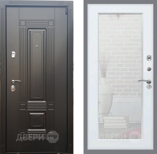 Входная металлическая Дверь Рекс (REX) 9 Зеркало Пастораль Белый ясень в Егорьевске