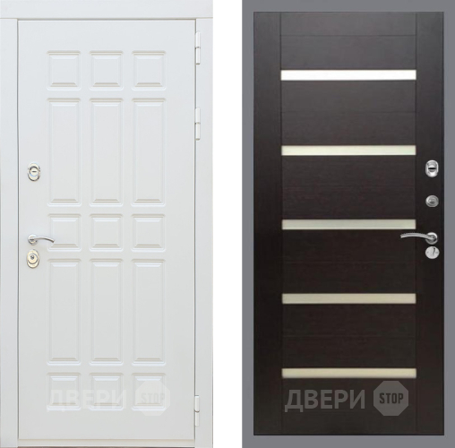 Входная металлическая Дверь Рекс (REX) 8 Силк Сноу СБ-14 стекло белое венге поперечный в Егорьевске