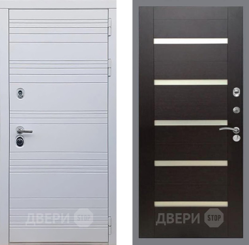 Входная металлическая Дверь Рекс (REX) 14 Силк Сноу СБ-14 стекло белое венге поперечный в Егорьевске