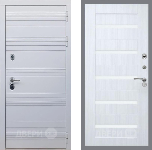 Входная металлическая Дверь Рекс (REX) 14 Силк Сноу СБ-14 стекло белое Сандал белый в Егорьевске