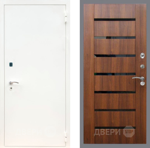 Входная металлическая Дверь Рекс (REX) 1А Белая шагрень СБ-14 стекло черное Орех бренди в Егорьевске