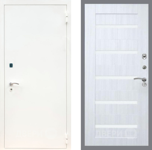 Входная металлическая Дверь Рекс (REX) 1А Белая шагрень СБ-14 стекло белое Сандал белый в Егорьевске