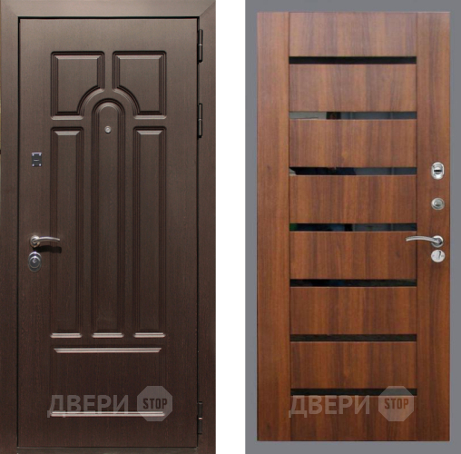 Входная металлическая Дверь Рекс (REX) Эврика СБ-14 стекло черное Орех бренди в Егорьевске