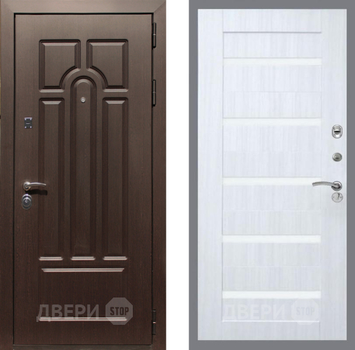 Входная металлическая Дверь Рекс (REX) Эврика СБ-14 стекло белое Сандал белый в Егорьевске