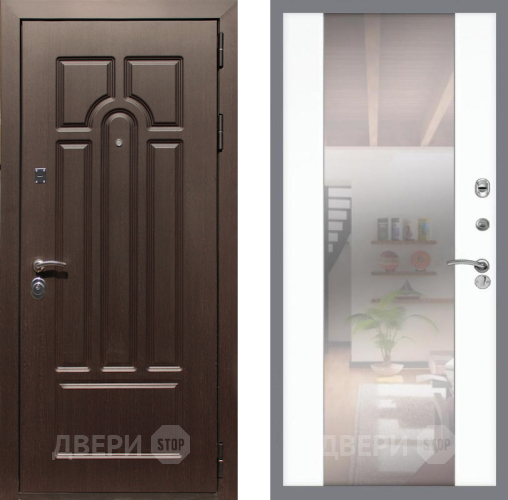 Входная металлическая Дверь Рекс (REX) Эврика СБ-16 Зеркало Силк Сноу в Егорьевске