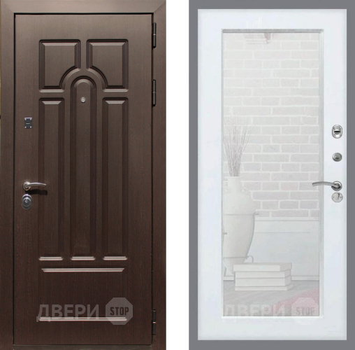 Входная металлическая Дверь Рекс (REX) Эврика Зеркало Пастораль Силк Сноу в Егорьевске