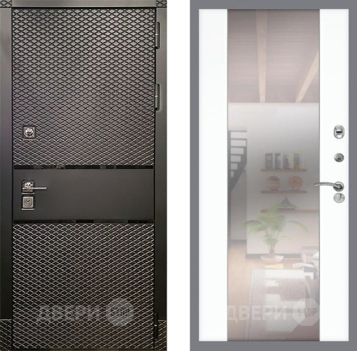 Входная металлическая Дверь Рекс (REX) 15 Черный Кварц СБ-16 Зеркало Силк Сноу в Егорьевске