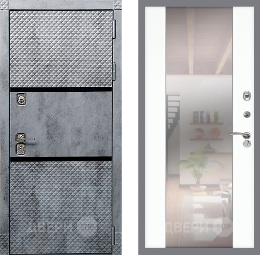 Входная металлическая Дверь Рекс (REX) 15 Бетон Темный СБ-16 Зеркало Силк Сноу в Егорьевске