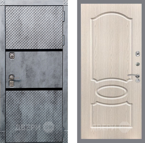 Входная металлическая Дверь Рекс (REX) 15 Бетон Темный FL-128 Беленый дуб в Егорьевске