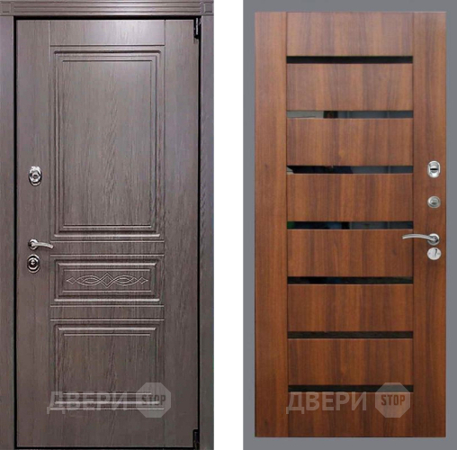 Дверь Рекс (REX) Премиум-S СБ-14 стекло черное Орех бренди в Егорьевске