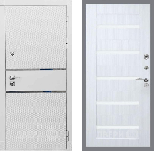 Входная металлическая Дверь Рекс (REX) 15 Силк Сноу СБ-14 стекло белое Сандал белый в Егорьевске