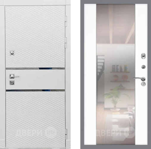Входная металлическая Дверь Рекс (REX) 15 Силк Сноу СБ-16 Зеркало Силк Сноу в Егорьевске