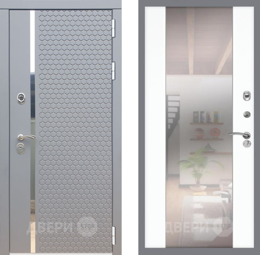 Входная металлическая Дверь Рекс (REX) 24 СБ-16 Зеркало Силк Сноу в Егорьевске